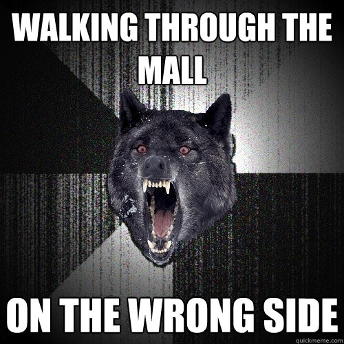 Walking through the mall on the wrong side  Insanity Wolf