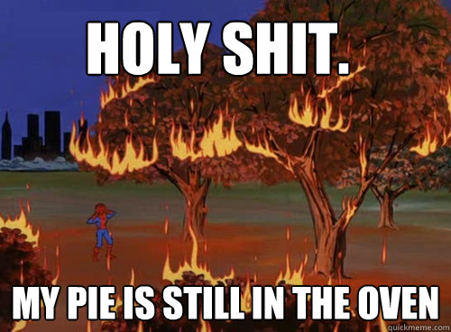 HOLY SHIT. My pie is still in the oven  