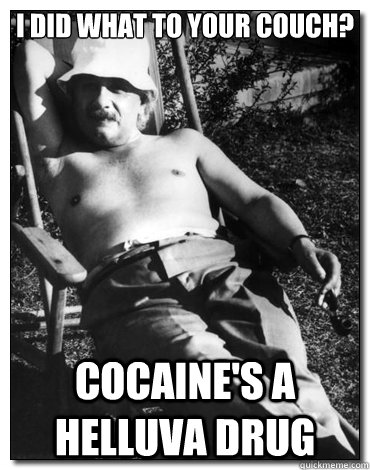 I did what to your couch? Cocaine's a helluva drug  Chillin Albert Einstein