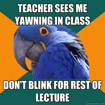 teacher sees me yawning in class don't blink for rest of lecture  Paranoid Parrot