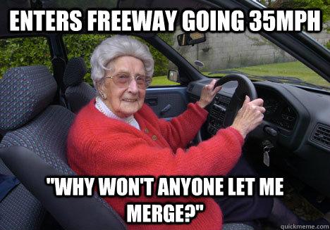 Enters freeway going 35mph 