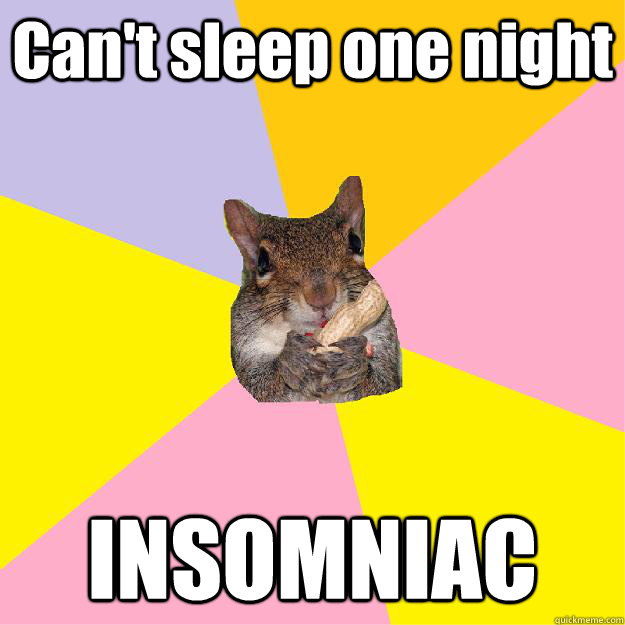 Can't sleep one night INSOMNIAC  Hypochondriac Squirrel