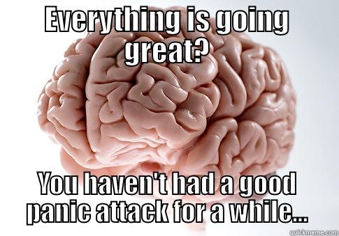 EVERYTHING IS GOING GREAT? YOU HAVEN'T HAD A GOOD PANIC ATTACK FOR A WHILE... Scumbag Brain