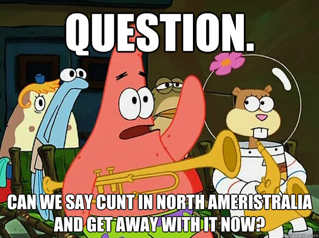 Question. Can we say cunt in north ameristralia and get away with it now?  Question Asking Patrick