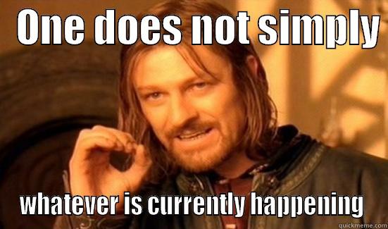   ONE DOES NOT SIMPLY  WHATEVER IS CURRENTLY HAPPENING Boromir