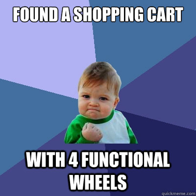 found a shopping cart with 4 functional wheels  Success Kid