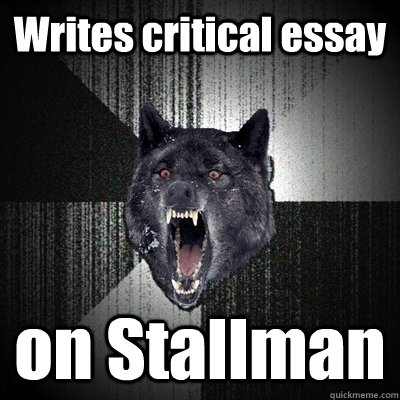 Writes critical essay on Stallman  Bullets - Insanity wolf
