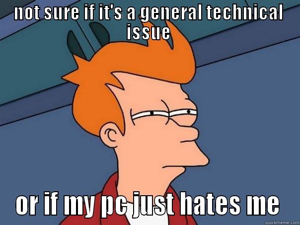 technical issues - NOT SURE IF IT'S A GENERAL TECHNICAL ISSUE OR IF MY PC JUST HATES ME Futurama Fry