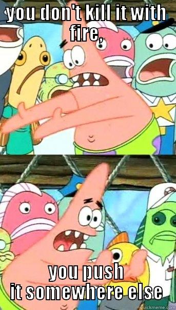 YOU DON'T KILL IT WITH FIRE, YOU PUSH IT SOMEWHERE ELSE Push it somewhere else Patrick