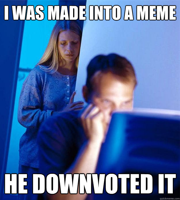 I WAS MADE INTO A MEME HE DOWNVOTED IT  Redditors Wife