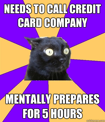 Needs to call credit card company mentally prepares for 5 hours  Anxiety Cat