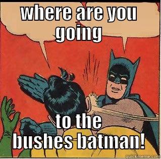 WHERE ARE YOU GOING TO THE BUSHES BATMAN! Slappin Batman
