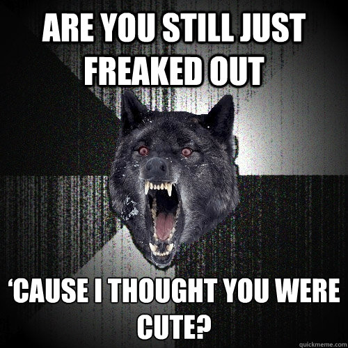 Are you still just freaked out ‘cause I thought you were cute?  Insanity Wolf