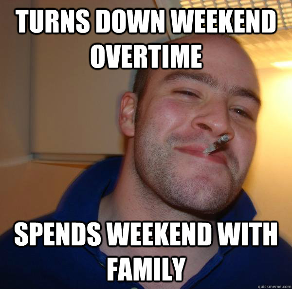 Turns down weekend overtime spends weekend with family - Turns down weekend overtime spends weekend with family  Misc