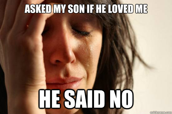Asked my son if he loved me He said NO  First World Problems