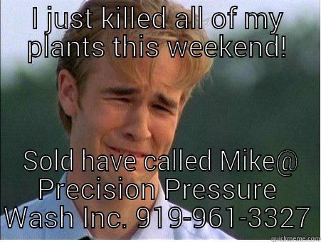 Pressure Washing - I JUST KILLED ALL OF MY PLANTS THIS WEEKEND!  SOLD HAVE CALLED MIKE@ PRECISION PRESSURE WASH INC. 919-961-3327 1990s Problems