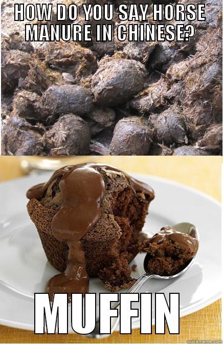 HOW DO YOU SAY HORSE MANURE IN CHINESE? MUFFIN Misc