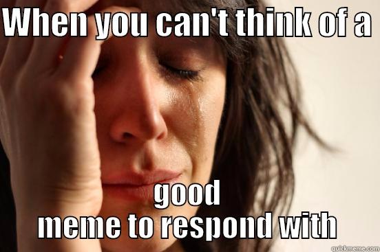 WHEN YOU CAN'T THINK OF A  GOOD MEME TO RESPOND WITH First World Problems