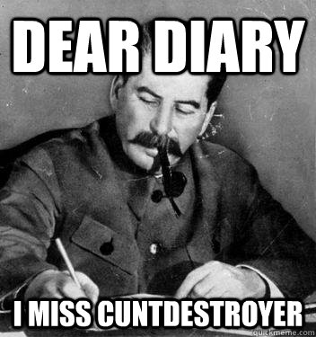 Dear Diary I miss cuntdestroyer  Dear Diary