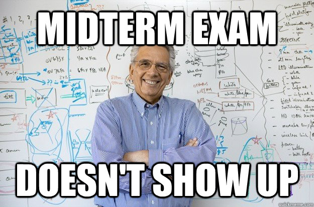 midterm exam Doesn't show up  Engineering Professor