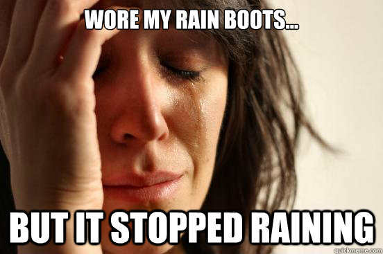 Wore my Rain boots... But it Stopped Raining  First World Problems