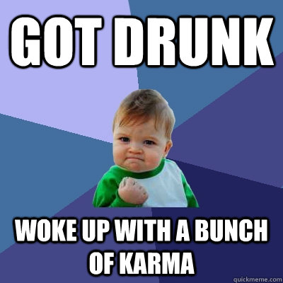 got drunk woke up with a bunch of karma  Success Kid