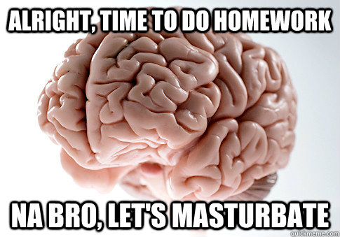 Alright, time to do homework Na bro, let's masturbate  Scumbag Brain
