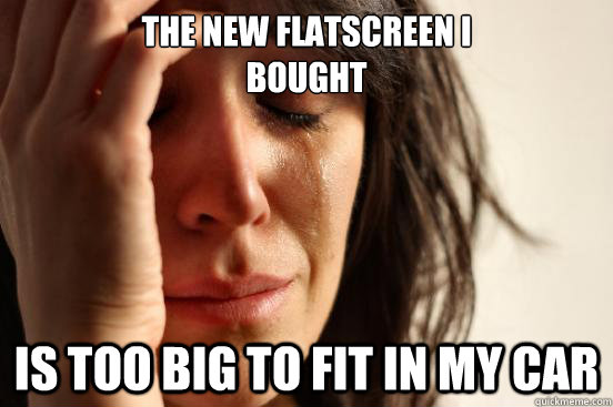 The new flatscreen i 
bought is too big to fit in my car  First World Problems