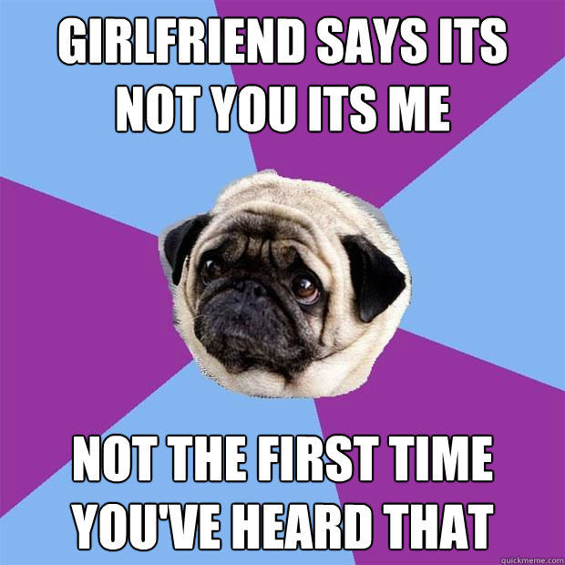 girlfriend says its not you its me Not the first time you've heard that  Lonely Pug