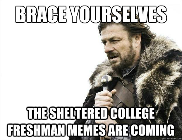 Brace yourselves The sheltered college freshman memes are coming  Brace Yourselves - Borimir