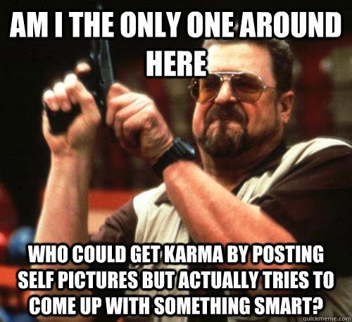 Am i the only one around here who could get karma by posting self pictures but actually tries to come up with something smart?  Am I The Only One Around Here