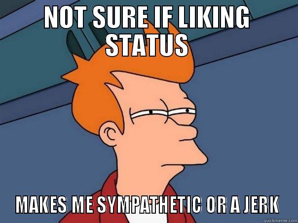 NOT SURE IF LIKING STATUS MAKES ME SYMPATHETIC OR A JERK Futurama Fry