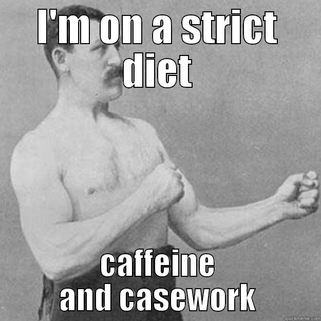 I'M ON A STRICT DIET CAFFEINE AND CASEWORK overly manly man