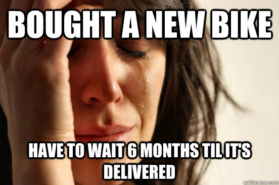 Bought a new bike have to wait 6 months til it's delivered  First World Problems
