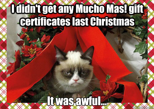 I didn't get any Mucho Mas! gift certificates last Christmas It was awful...  A Grumpy Cat Christmas