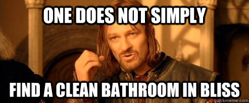 One does not simply find a clean bathroom in bliss  One Does Not Simply
