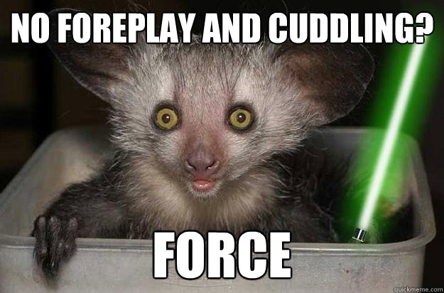 No foreplay and cuddling? Force   