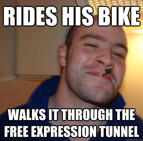 Rides his bike Walks it through the free expression tunnel - Rides his bike Walks it through the free expression tunnel  Misc