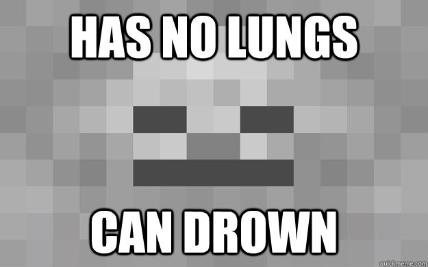 Has no lungs can drown  Minecraft Logic