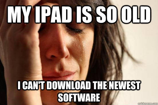 My Ipad is so old I can't download the newest software  First World Problems