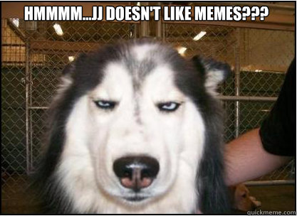 Hmmmm...JJ doesn't like memes???  Skeptical Dog