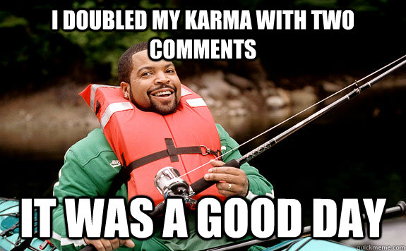 I doubled my karma with two comments It was a good day - I doubled my karma with two comments It was a good day  Success Ice Cube