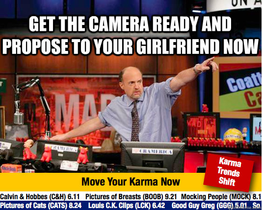Get the camera ready and propose to your girlfriend now    Mad Karma with Jim Cramer