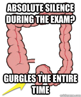 Absolute Silence during the exam? Gurgles the entire time  Scumbag Bowels