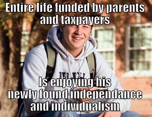 Individuality is Awesome! - ENTIRE LIFE FUNDED BY PARENTS AND TAXPAYERS IS ENJOYING HIS NEWLY FOUND INDEPENDENCE AND INDIVIDUALISM College Freshman