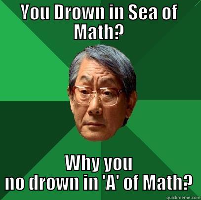 YOU DROWN IN SEA OF MATH? WHY YOU NO DROWN IN 'A' OF MATH? High Expectations Asian Father
