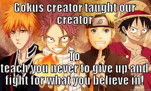Gokus creator taught our creator  - GOKUS CREATOR TAUGHT OUR CREATOR TO TEACH YOU NEVER TO GIVE UP AND FIGHT FOR WHAT YOU BELIEVE IN! Misc