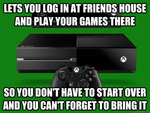 Lets you log in at Friends house and play your games there So you don't have to start over and you can't forget to bring it - Lets you log in at Friends house and play your games there So you don't have to start over and you can't forget to bring it  Misc