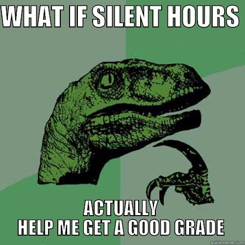 WHAT IF SILENT HOURS  ACTUALLY HELP ME GET A GOOD GRADE Philosoraptor