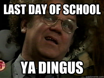 Last day of school ya dingus  